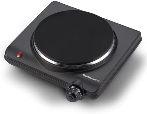 Elite Gourmet ESB-301BF# Countertop Single Cast Iron Burner, 1000 Watts Electric Hot Plate, Temperature Controls, Power Indicator Lights, Easy to Clean, Black - Image 2
