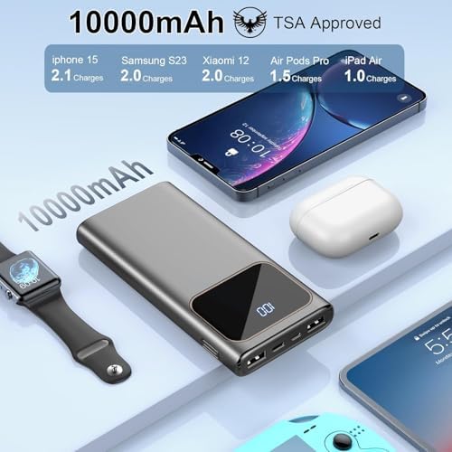 Power Bank, 10000mAh Portable Charger with PD 5A/3W Fast Charging, USB C in&out External Battery Pack, Portable Cell Phone Charger for iPhone 16 15 14 13 /ProMax/Pro/Plus Samsung S23 S22 Android Phone - Image 3