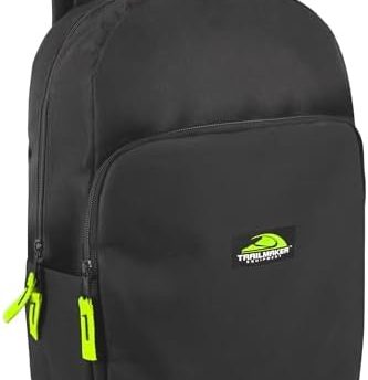 Trail maker Color Block Backpacks for School Boys and Girls, 15 Inch Two Tone Colorful Small Travel Backpack for Kids (Black)