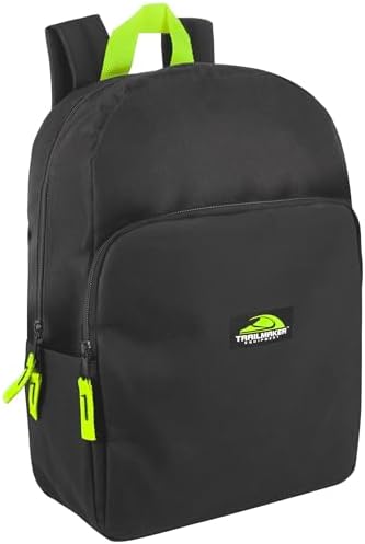 Trail maker Color Block Backpacks for School Boys and Girls, 15 Inch Two Tone Colorful Small Travel Backpack for Kids (Black)