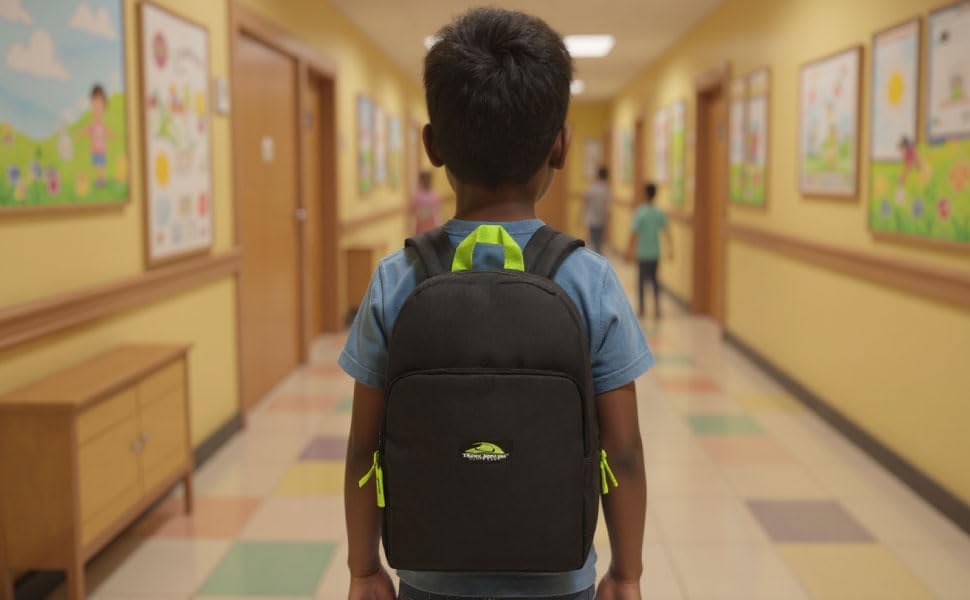 Trail maker Color Block Backpacks for School Boys and Girls, 15 Inch Two Tone Colorful Small Travel Backpack for Kids (Black) - Image 5